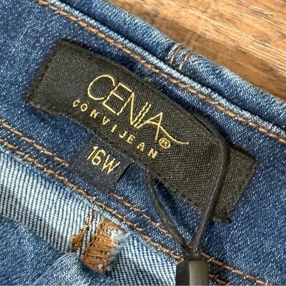 NWT Cenia Medium Wash Blue Jeans with Leopard Print and Bling Side Trim Size 16W - Picture 5 of 14